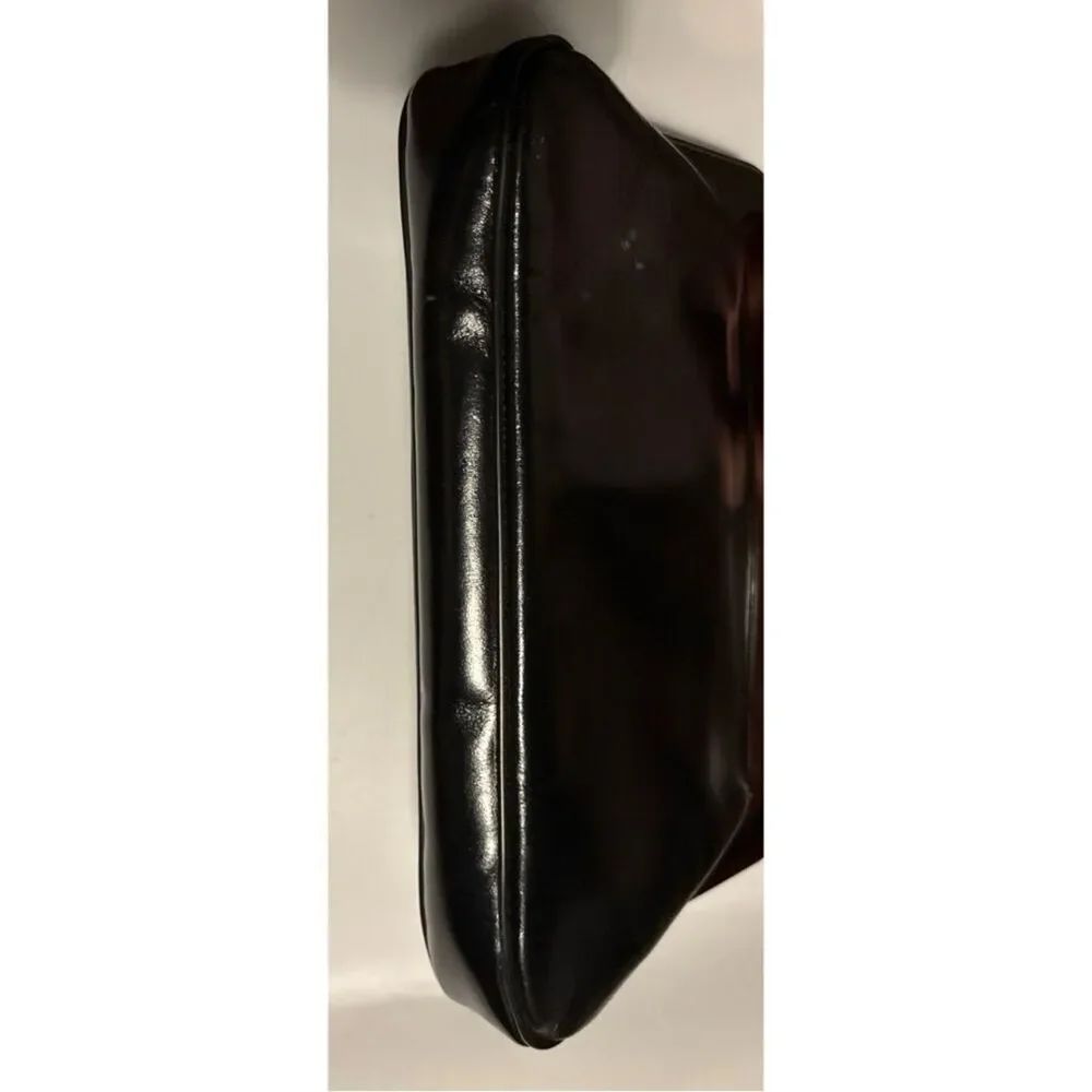 Vintage 70’s Margolm Patent Leather Clutch with Tortoiseshell Frame ~ Black